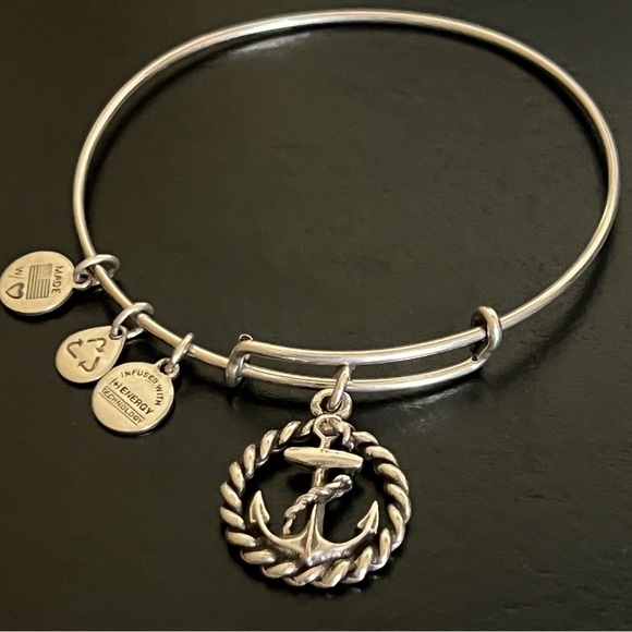 Alex and Ani Anchor Silver Charm Bracelet - Picture 1 of 5
